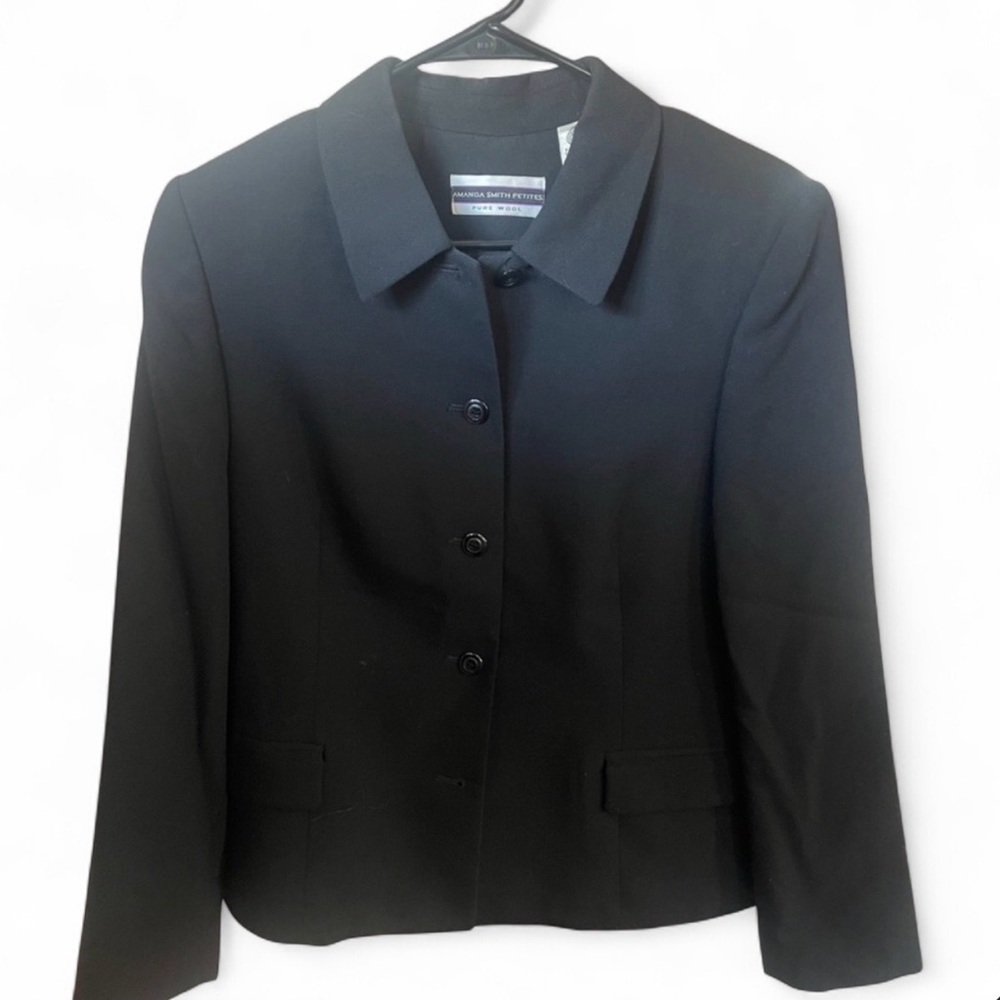 Amanda Smith Petite Black Jacket Size 8P - 100% Wool